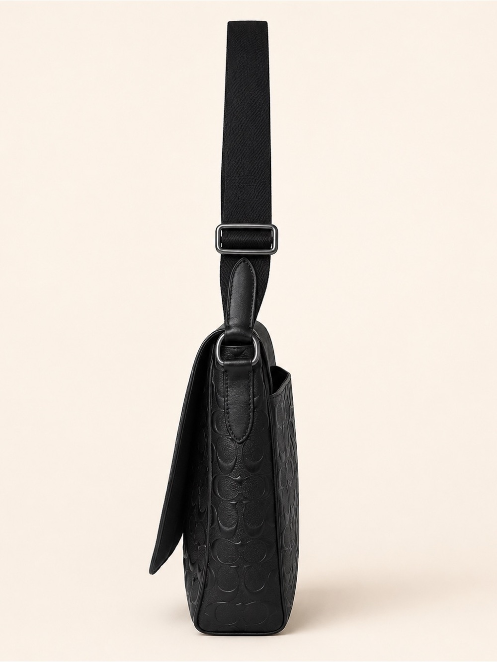 Coach Houston Map Bag Signature Leather Crossbody Black Gunmetal + Dust Bag - Picture 6 of 12